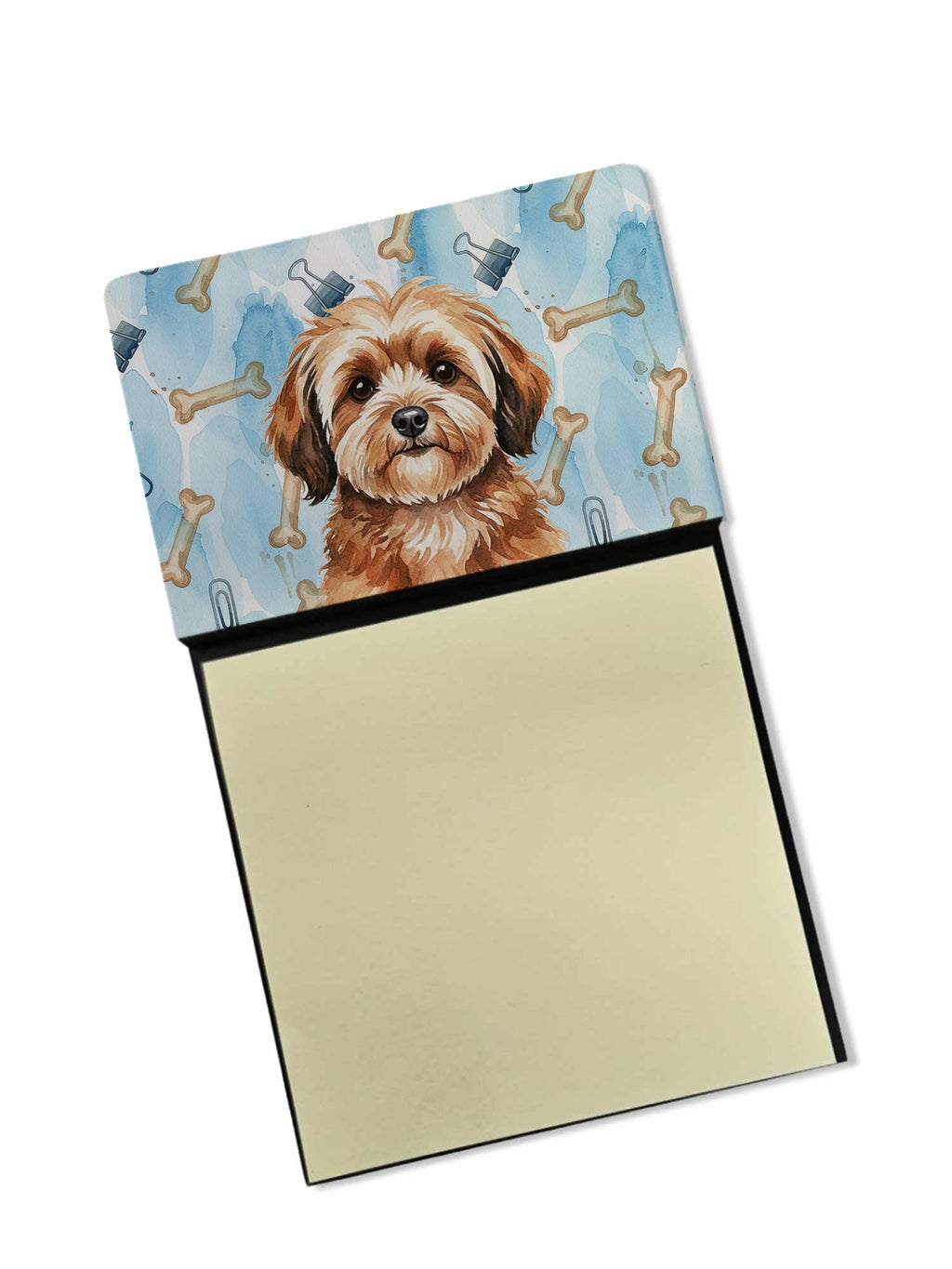 Sable Havanese Coworker Watercolor Sticky Note Holder Refillable Dispenser Desk Accessory 3x3 Pad Gift