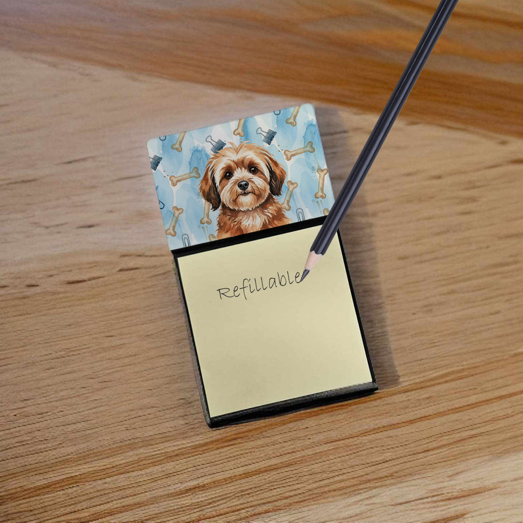 Sable Havanese Coworker Watercolor Sticky Note Holder Refillable Dispenser Desk Accessory 3x3 Pad Gift