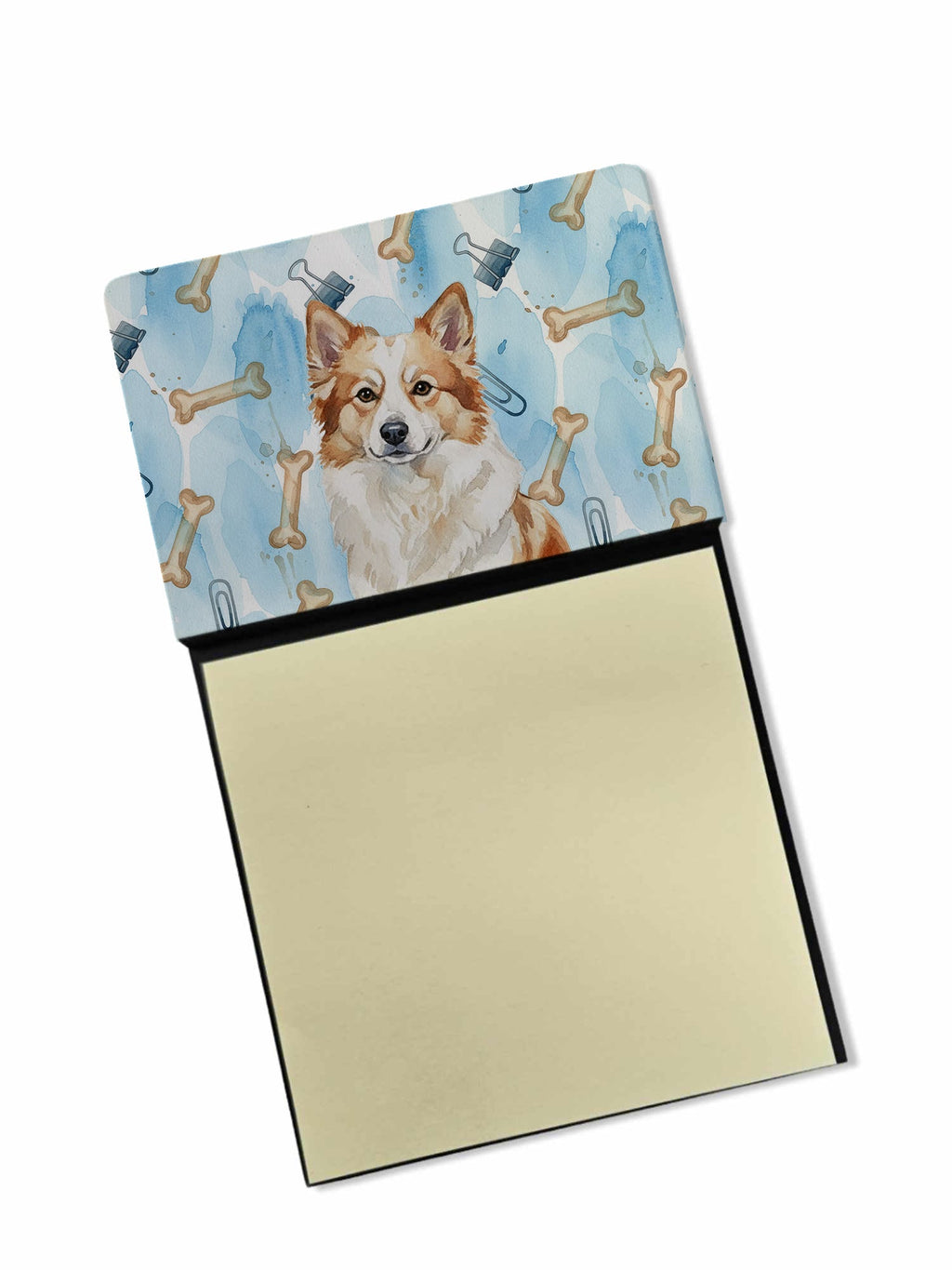 Tan Icelandic Sheepdog Coworker Watercolor Sticky Note Holder Refillable Dispenser Desk Accessory 3x3 Pad Gift