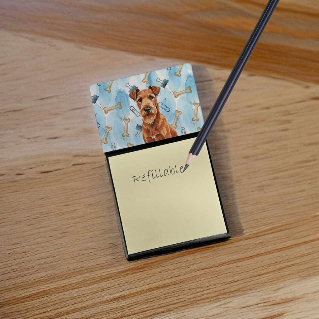 Irish Terrier Coworker Watercolor Sticky Note Holder Refillable Dispenser Desk Accessory 3x3 Pad Gift