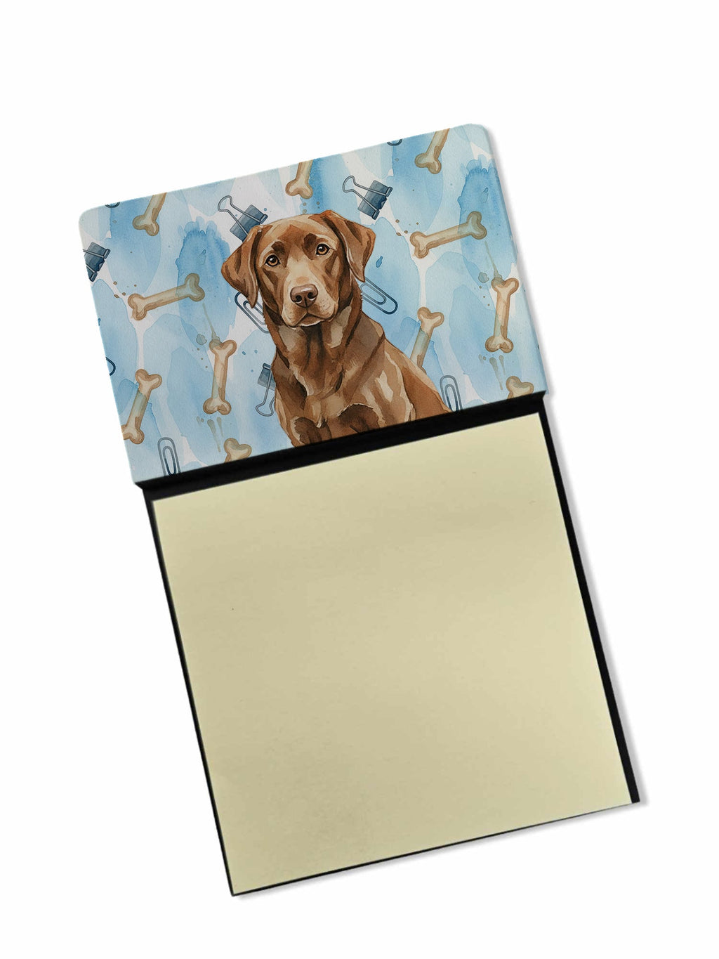 Chocolate Labrador Retriever Coworker Watercolor Sticky Note Holder Refillable Dispenser Desk Accessory 3x3 Pad Gift