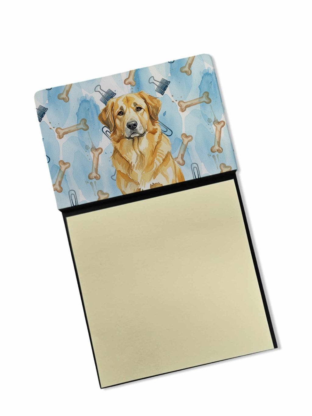 Lion Yellow Leonberger Coworker Watercolor Sticky Note Holder Refillable Dispenser Desk Accessory 3x3 Pad Gift