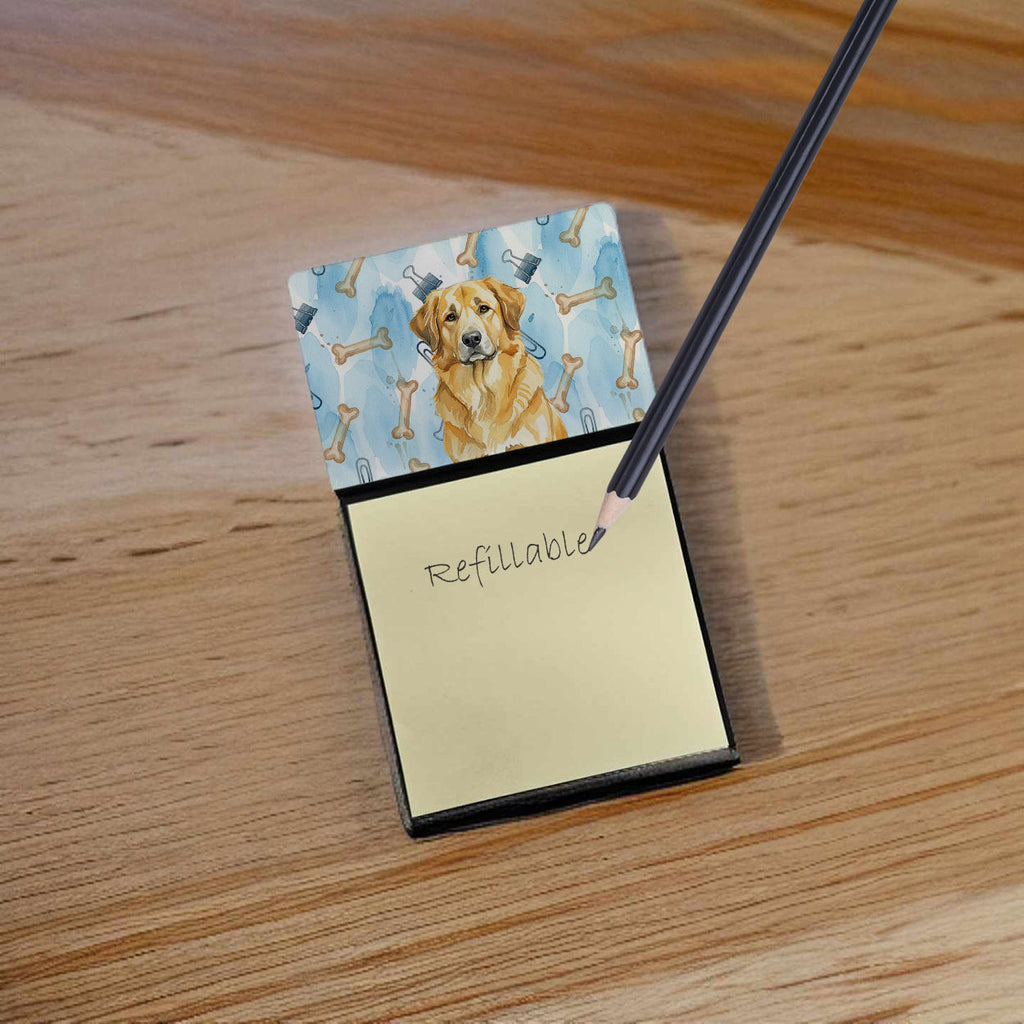 Lion Yellow Leonberger Coworker Watercolor Sticky Note Holder Refillable Dispenser Desk Accessory 3x3 Pad Gift