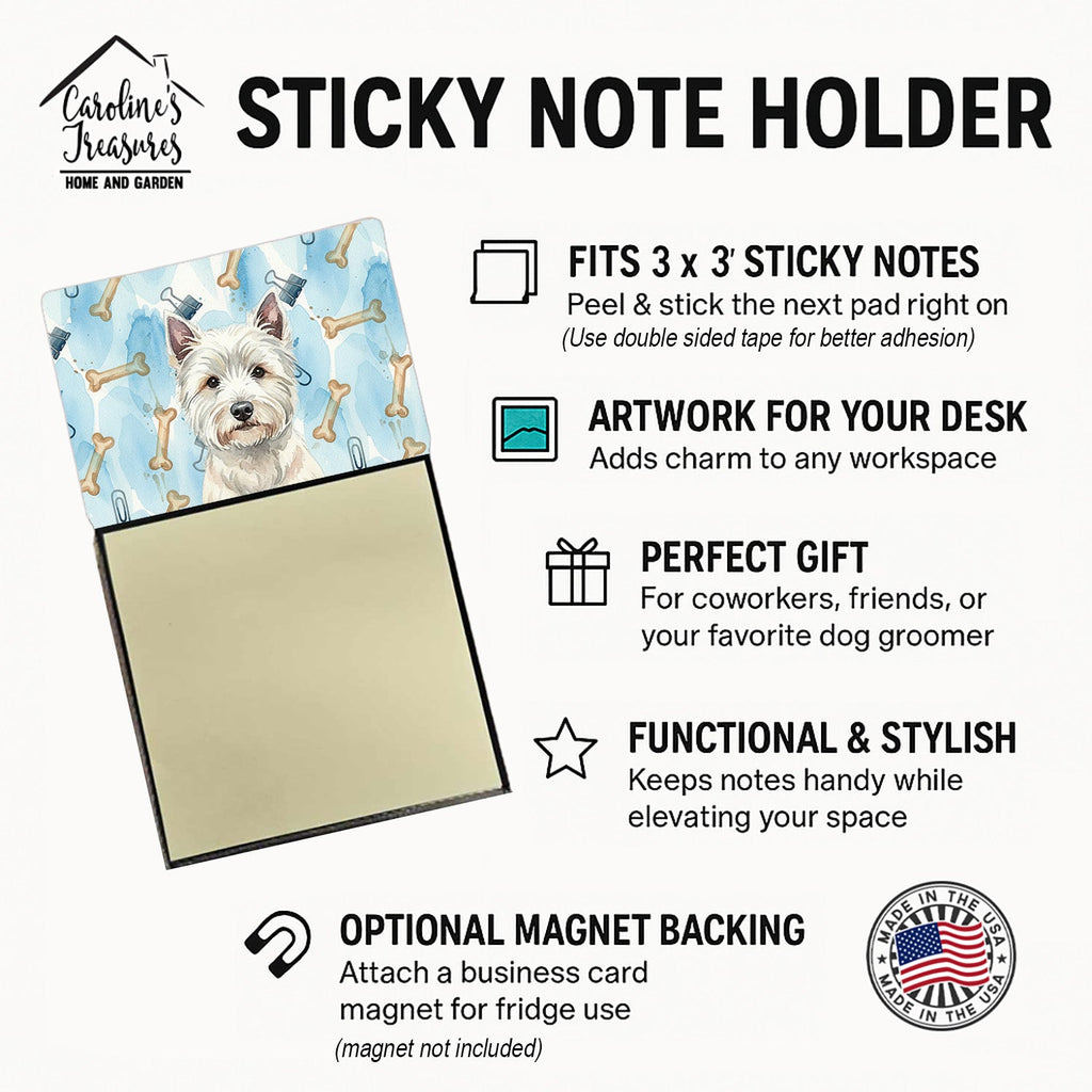 Westie Coworker Watercolor Sticky Note Holder Refillable Dispenser Desk Accessory 3x3 Pad Gift