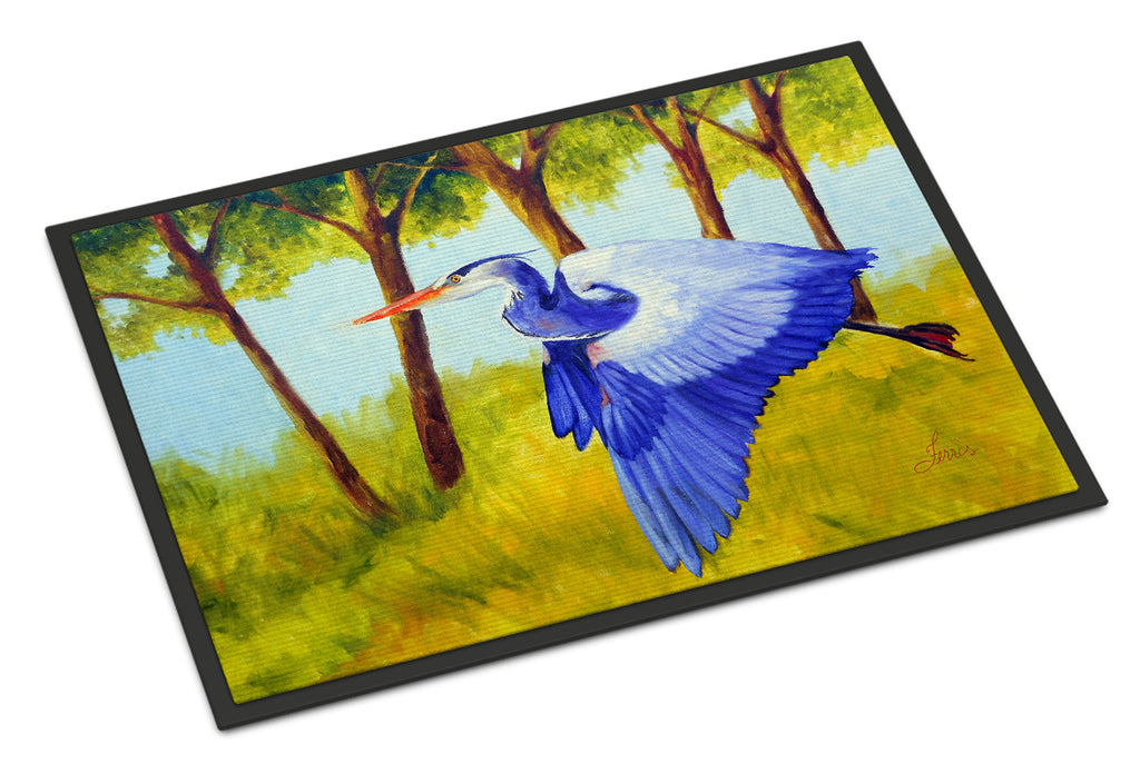 Flying Blue Heron by Ferris Hotard Doormat Indoor Outdoor 18H X 27W Front Door Mat Rugs for Entryway, Non Slip Washable