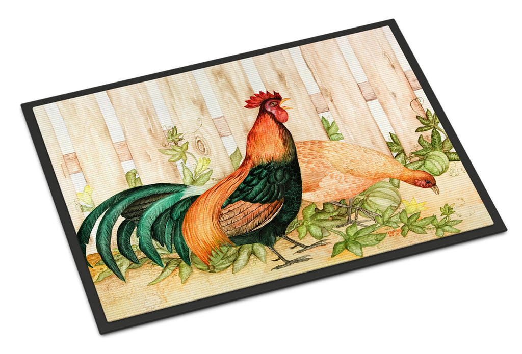 Chicken and Rooster by Ferris Hotard Doormat Indoor Outdoor 18H X 27W Front Door Mat Rugs for Entryway, Non Slip Washable