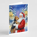 Airedale Terrier with Santa Claus Greeting Cards Pack of 8 Blank Cards with Envelopes Whimsical A7 Size 5x7