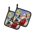 Airedale Terrier with Santa Claus Pot Holder Set of 2 Heat Resistant Quilted Hot Pads 7.5 x 7.5 Inch, Insulated Kitchen Trivets for Cooking & Baking