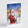 American Eskimo with Santa Claus Greeting Cards Pack of 8 Blank Cards with Envelopes Whimsical A7 Size 5x7