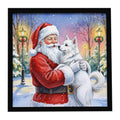 American Eskimo with Santa Claus Framed Metal Print Bathroom, Kitchen, Office, Home Decor Wall Art Ready to Hang, Square, 8X8