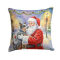 Australian Cattle Dog with Santa Claus Decorative Throw Pillow 14x14 Indoor Outdoor Accent Cushion, Fabric Cover with Insert for Sofa, Bed, Porch & Living Room