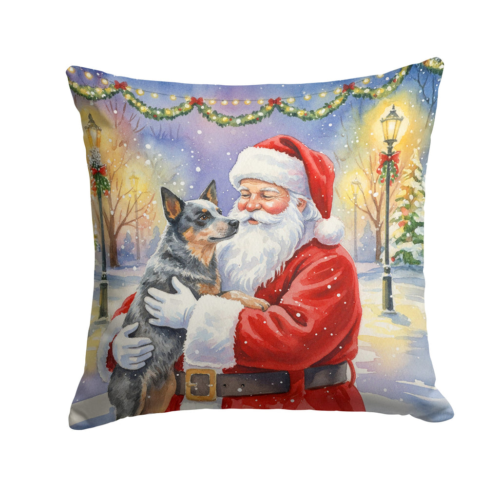 Australian Cattle Dog with Santa Claus Decorative Throw Pillow 18x18 Indoor Outdoor Accent Cushion, Fabric Cover with Insert for Sofa, Bed, Porch & Living Room