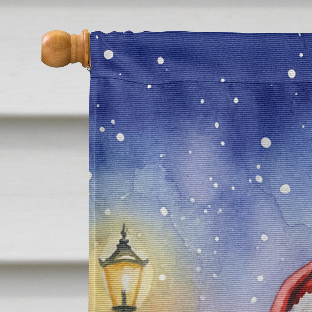 Basset Hound with Santa Claus House Flag 28x40 Porch Sleeve Pole Decorative Outside Yard Banner Artwork Wall Hanging, Polyester