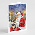 Beagle with Santa Claus Greeting Cards Pack of 8 Blank Cards with Envelopes Whimsical A7 Size 5x7