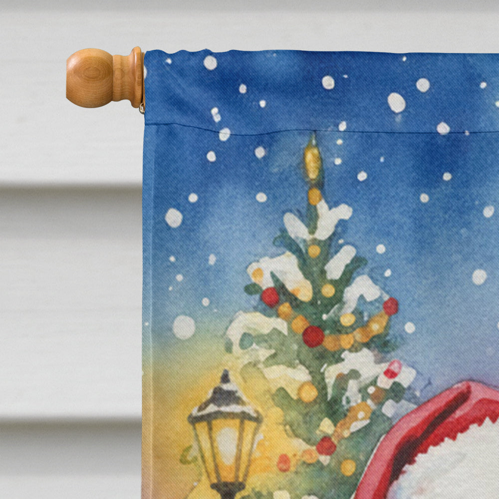 Bernese Mountain Dog with Santa Claus House Flag 28x40 Porch Sleeve Pole Decorative Outside Yard Banner Artwork Wall Hanging, Polyester