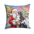 Bernese Mountain Dog with Santa Claus Decorative Throw Pillow 18x18 Indoor Outdoor Accent Cushion, Fabric Cover with Insert for Sofa, Bed, Porch & Living Room