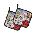 Bichon Frise with Santa Claus Pot Holder Set of 2 Heat Resistant Quilted Hot Pads 7.5 x 7.5 Inch, Insulated Kitchen Trivets for Cooking & Baking