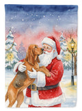 Bloodhound with Santa Claus House Flag 28x40 Porch Sleeve Pole Decorative Outside Yard Banner Artwork Wall Hanging, Polyester
