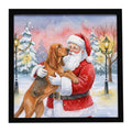 Bloodhound with Santa Claus Framed Metal Print Bathroom, Kitchen, Office, Home Decor Wall Art Ready to Hang, Square, 8X8