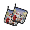 Border Collie with Santa Claus Pot Holder Set of 2 Heat Resistant Quilted Hot Pads 7.5 x 7.5 Inch, Insulated Kitchen Trivets for Cooking & Baking
