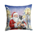 Border Collie with Santa Claus Decorative Throw Pillow 18x18 Indoor Outdoor Accent Cushion, Fabric Cover with Insert for Sofa, Bed, Porch & Living Room