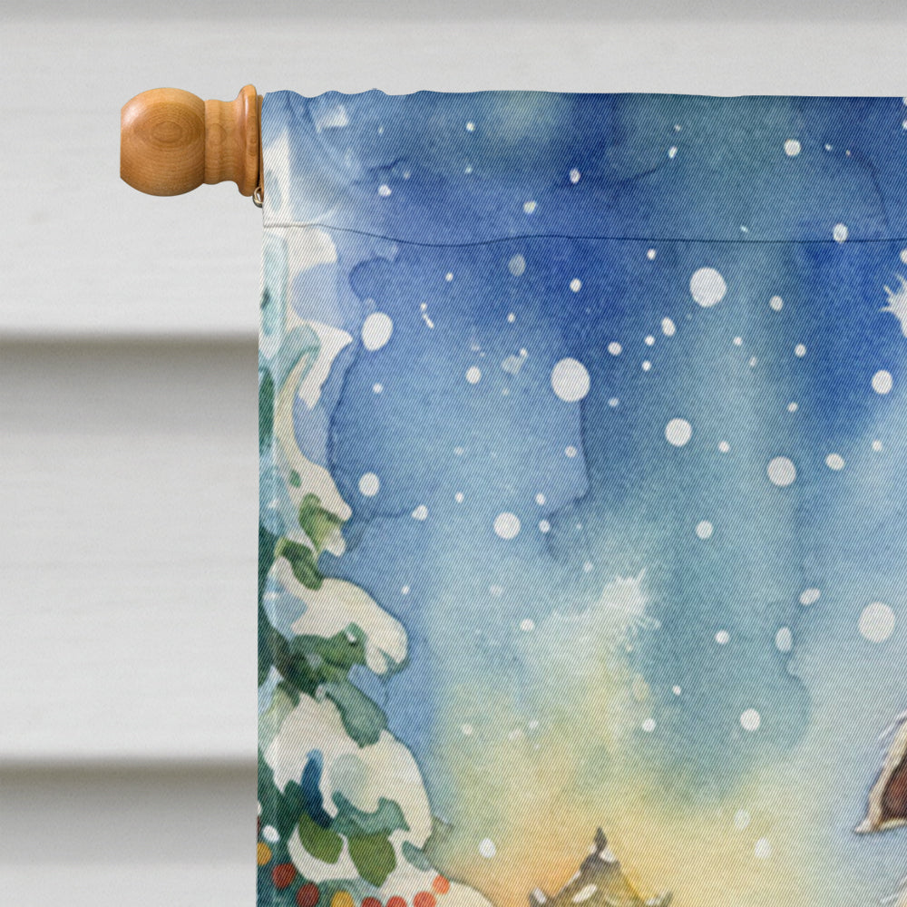 Borzoi/ with Santa Claus House Flag 28x40 Porch Sleeve Pole Decorative Outside Yard Banner Artwork Wall Hanging, Polyester