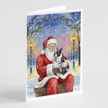 Boston Terrier with Santa Claus Greeting Cards Pack of 8 Blank Cards with Envelopes Whimsical A7 Size 5x7