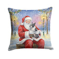 Boston Terrier with Santa Claus Decorative Throw Pillow 18x18 Indoor Outdoor Accent Cushion, Fabric Cover with Insert for Sofa, Bed, Porch & Living Room