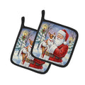 Red Boston Terrier with Santa Claus Pot Holder Set of 2 Heat Resistant Quilted Hot Pads 7.5 x 7.5 Inch, Insulated Kitchen Trivets for Cooking & Baking