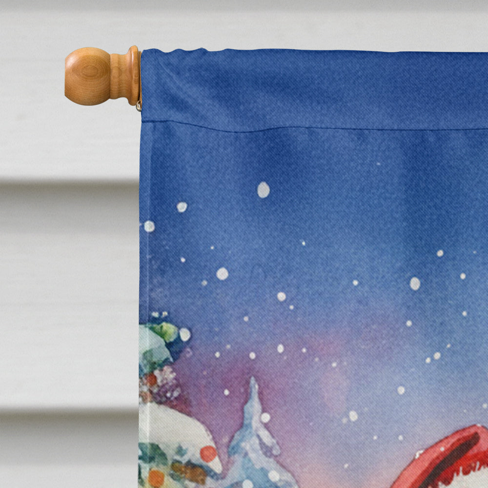 White Boxer with Santa Claus House Flag 28x40 Porch Sleeve Pole Decorative Outside Yard Banner Artwork Wall Hanging, Polyester