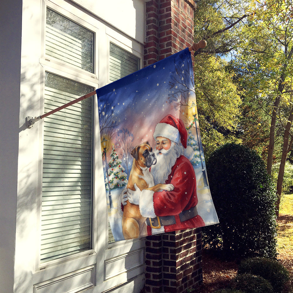 Boxer with Santa Claus House Flag 28x40 Porch Sleeve Pole Decorative Outside Yard Banner Artwork Wall Hanging, Polyester