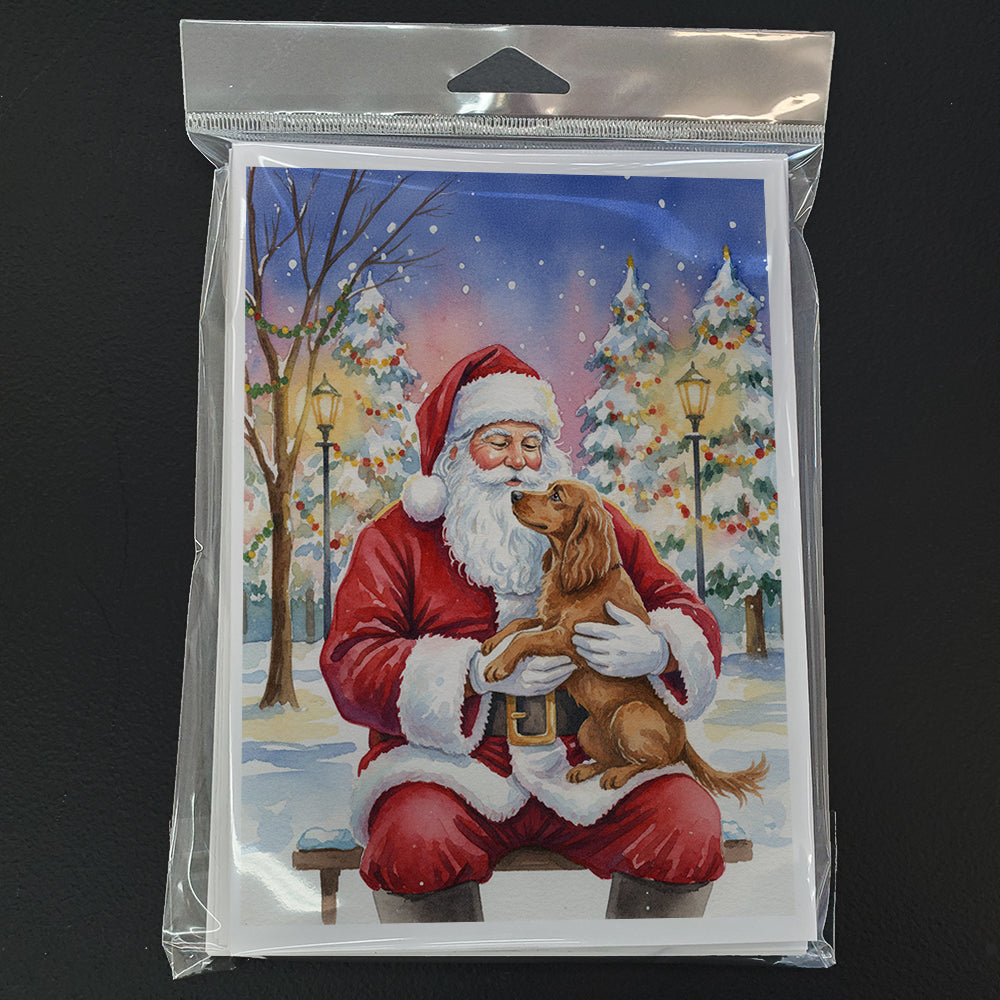 Boykin Spaniel with Santa Claus Greeting Cards Pack of 8 Blank Cards with Envelopes Whimsical A7 Size 5x7