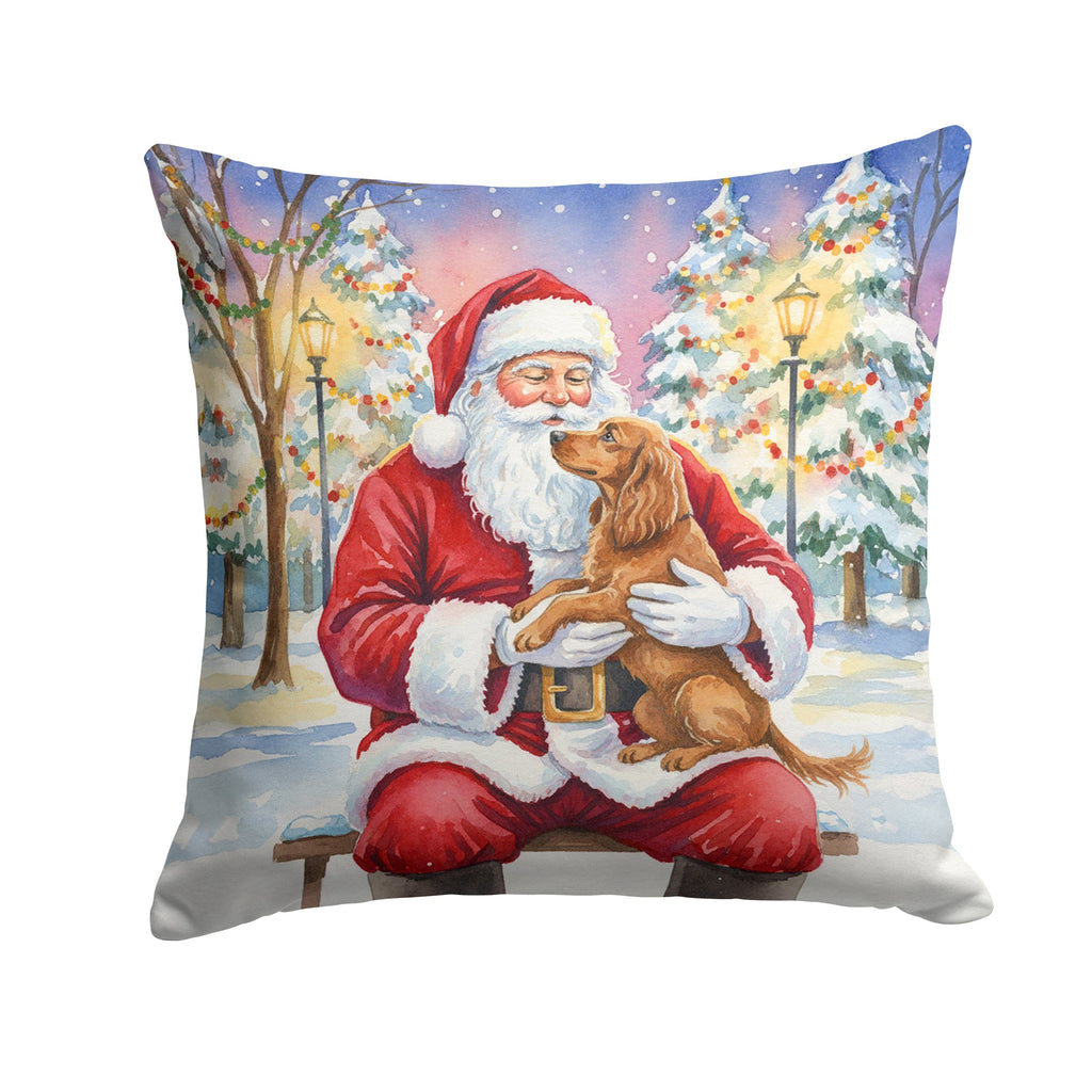 Boykin Spaniel with Santa Claus Decorative Throw Pillow 18x18 Indoor Outdoor Accent Cushion, Fabric Cover with Insert for Sofa, Bed, Porch & Living Room