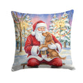 Boykin Spaniel with Santa Claus Decorative Throw Pillow 18x18 Indoor Outdoor Accent Cushion, Fabric Cover with Insert for Sofa, Bed, Porch & Living Room