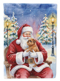 Brussels Griffon with Santa Claus House Flag 28x40 Porch Sleeve Pole Decorative Outside Yard Banner Artwork Wall Hanging, Polyester