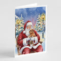 Brussels Griffon with Santa Claus Greeting Cards Pack of 8 Blank Cards with Envelopes Whimsical A7 Size 5x7