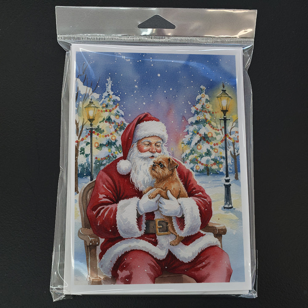 Brussels Griffon with Santa Claus Greeting Cards Pack of 8 Blank Cards with Envelopes Whimsical A7 Size 5x7