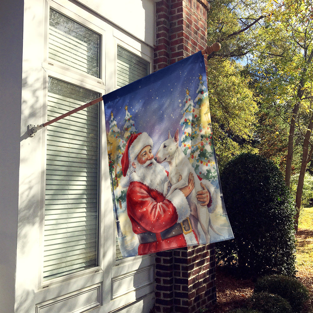 Bull Terrier with Santa Claus House Flag 28x40 Porch Sleeve Pole Decorative Outside Yard Banner Artwork Wall Hanging, Polyester