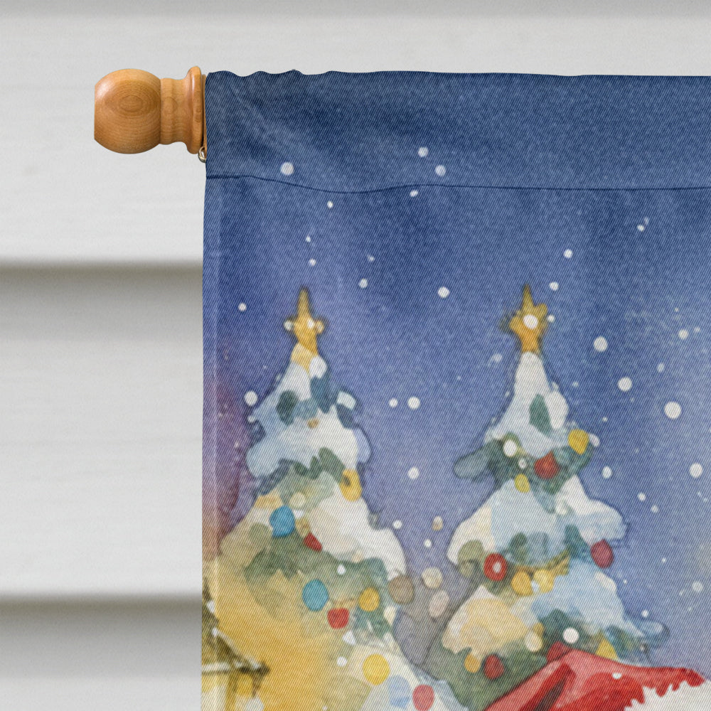 Bull Terrier with Santa Claus House Flag 28x40 Porch Sleeve Pole Decorative Outside Yard Banner Artwork Wall Hanging, Polyester