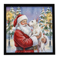 Bull Terrier with Santa Claus Framed Metal Print Bathroom, Kitchen, Office, Home Decor Wall Art Ready to Hang, Square, 8X8