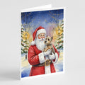 Cairn Terrier with Santa Claus Greeting Cards Pack of 8 Blank Cards with Envelopes Whimsical A7 Size 5x7