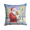 Cavalier Spaniel with Santa Claus Decorative Throw Pillow 18x18 Indoor Outdoor Accent Cushion, Fabric Cover with Insert for Sofa, Bed, Porch & Living Room
