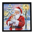 Chihuahua with Santa Claus Framed Metal Print Bathroom, Kitchen, Office, Home Decor Wall Art Ready to Hang, Square, 8X8