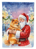 Chow Chow with Santa Claus House Flag 28x40 Porch Sleeve Pole Decorative Outside Yard Banner Artwork Wall Hanging, Polyester