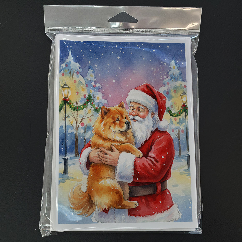 Chow Chow with Santa Claus Greeting Cards Pack of 8 Blank Cards with Envelopes Whimsical A7 Size 5x7