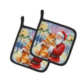 Chow Chow with Santa Claus Pot Holder Set of 2 Heat Resistant Quilted Hot Pads 7.5 x 7.5 Inch, Insulated Kitchen Trivets for Cooking & Baking