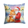 Chow Chow with Santa Claus Decorative Throw Pillow 18x18 Indoor Outdoor Accent Cushion, Fabric Cover with Insert for Sofa, Bed, Porch & Living Room