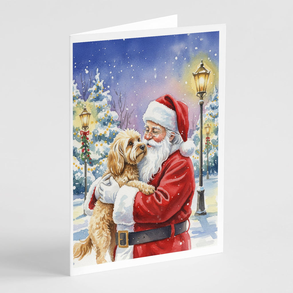Cockapoo with Santa Claus Greeting Cards Pack of 8 Blank Cards with Envelopes Whimsical A7 Size 5x7