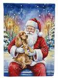 Cocker Spaniel with Santa Claus House Flag 28x40 Porch Sleeve Pole Decorative Outside Yard Banner Artwork Wall Hanging, Polyester