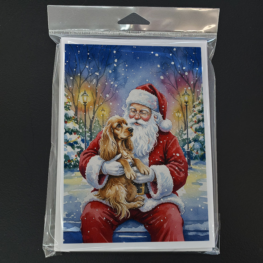 Cocker Spaniel with Santa Claus Greeting Cards Pack of 8 Blank Cards with Envelopes Whimsical A7 Size 5x7